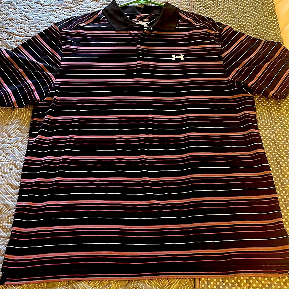 Men’s Large Loose Fit Breast Cancer Pink & Black Golf Polo Shirt